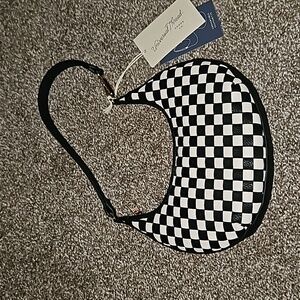 Black small checkerboard woven purse